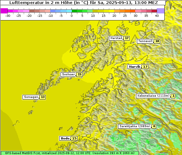 Temperatur, 13. 9. 2025