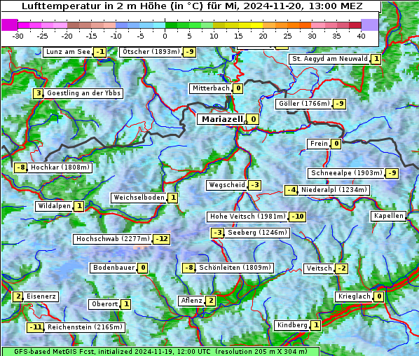 Temperatur, 20. 11. 2024