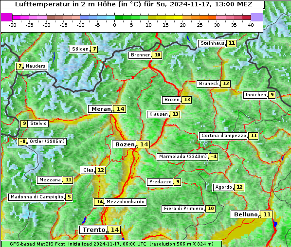 Temperatur, 17. 11. 2024