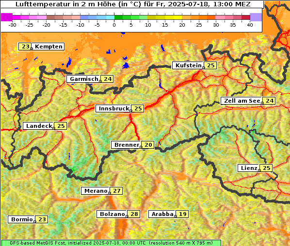 Temperatur, 18. 7. 2025