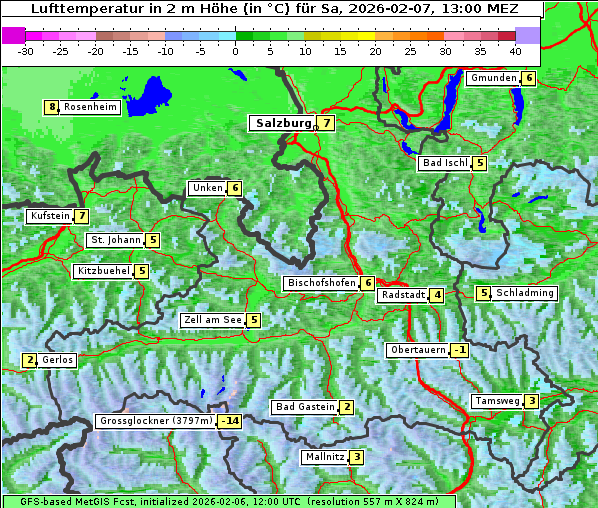 Temperatur, 7. 2. 2026