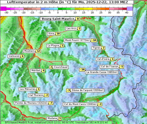 Temperatur, 22. 12. 2025