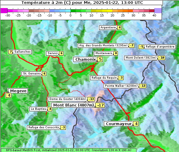 Temperatur, 22. 1. 2025