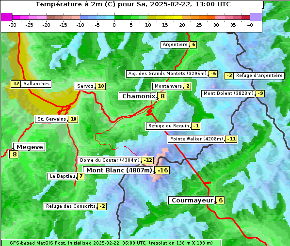 Temperatur, 22. 2. 2025