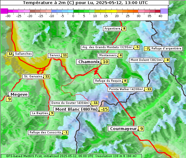 Temperatur, 12. 5. 2025
