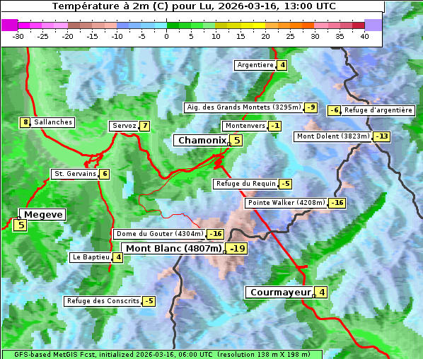 Temperatur, 16. 3. 2026