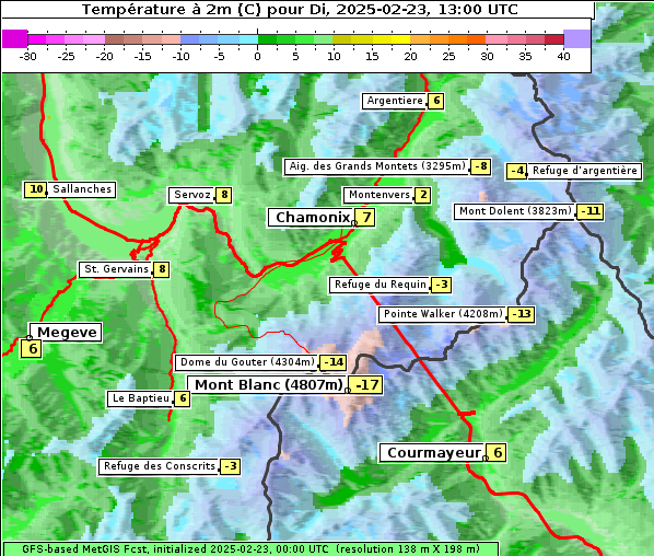 Temperatur, 23. 2. 2025