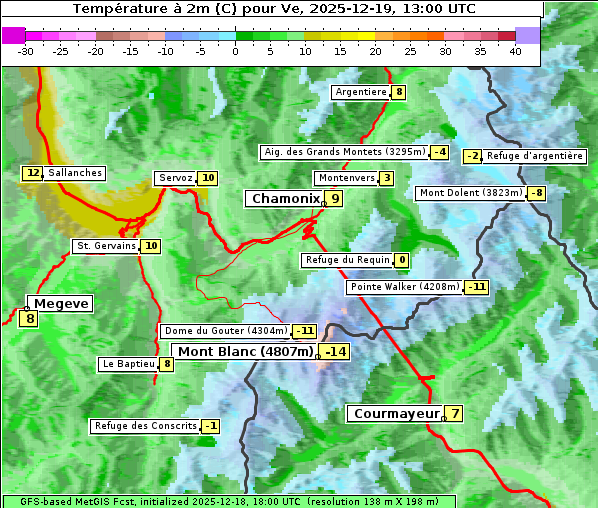 Temperatur, 19. 12. 2025