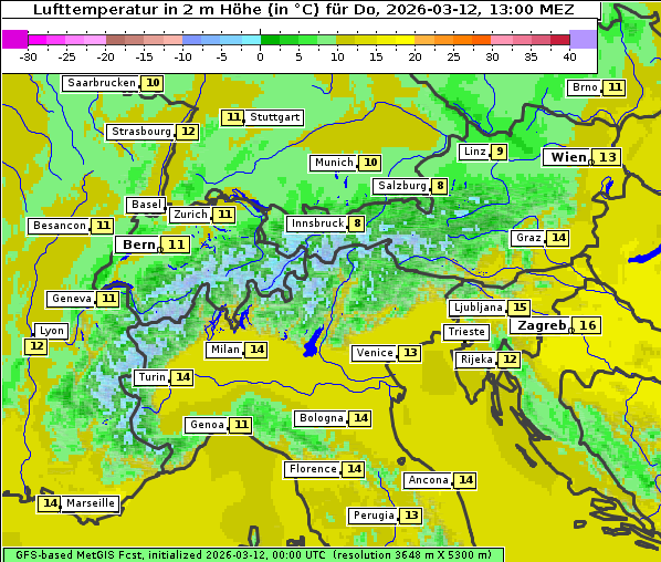 Temperatur, 12. 3. 2026