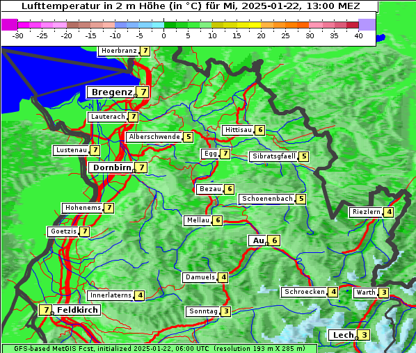 Temperatur, 22. 1. 2025