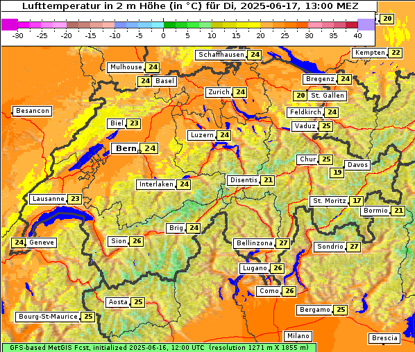 Temperatur, 17. 6. 2025