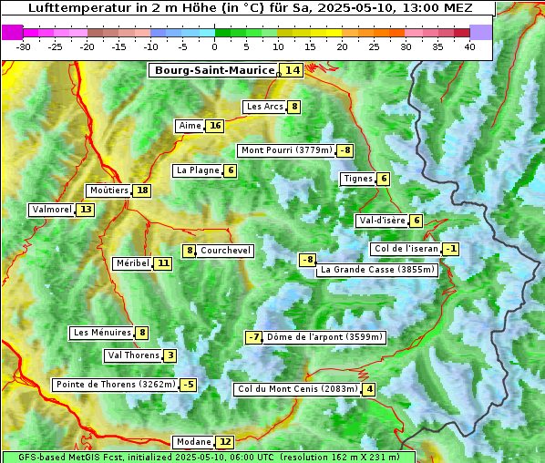 Temperatur, 10. 5. 2025