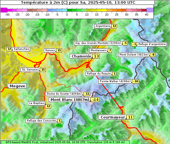 Temperatur, 10. 5. 2025