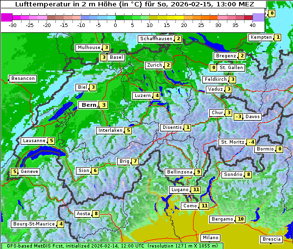 Temperatur, 15. 2. 2026
