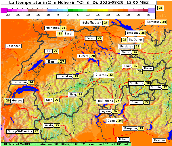 Temperatur, 26. 8. 2025