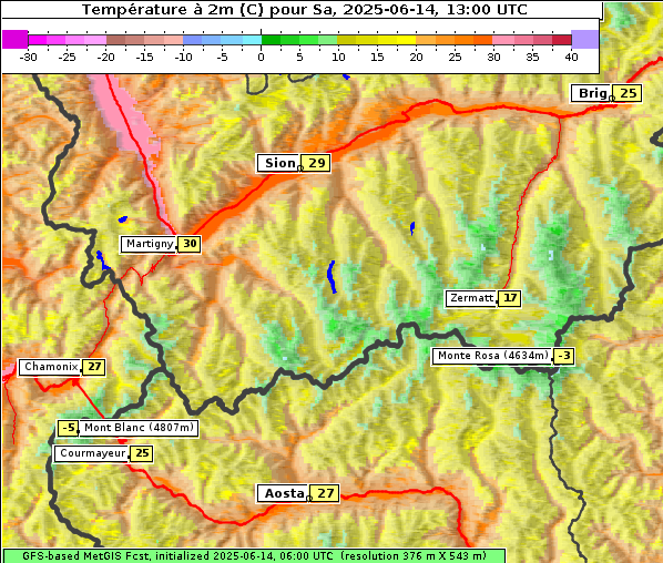 Temperatur, 14. 6. 2025