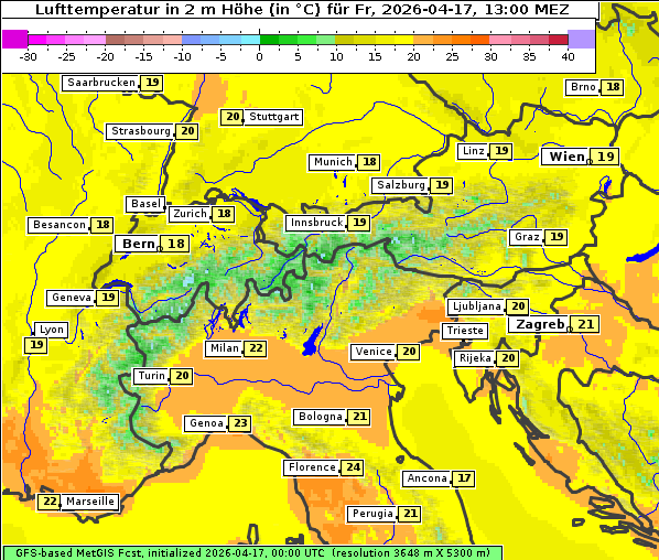 Temperatur, 17. 4. 2026