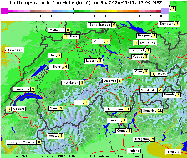 Temperatur, 17. 1. 2026