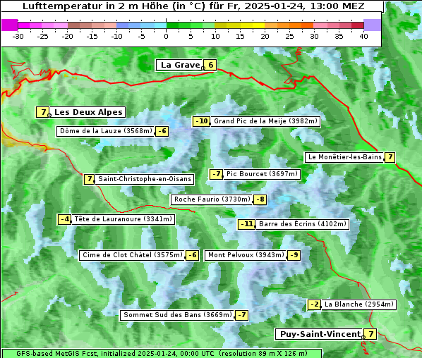 Temperatur, 24. 1. 2025