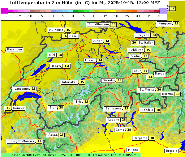 Temperatur, 15. 10. 2025