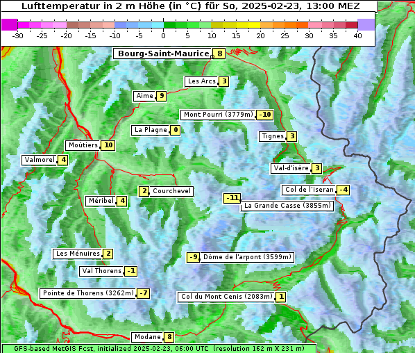 Temperatur, 23. 2. 2025