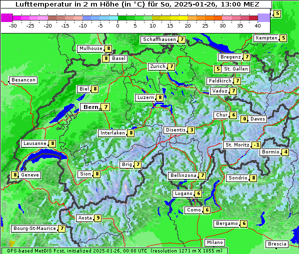 Temperatur, 26. 1. 2025