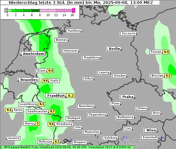 Niederschlag, 8. 9. 2025