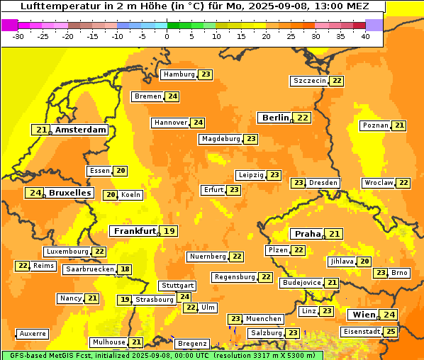Temperatur, 8. 9. 2025