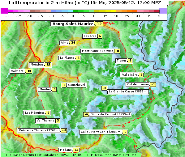 Temperatur, 12. 5. 2025