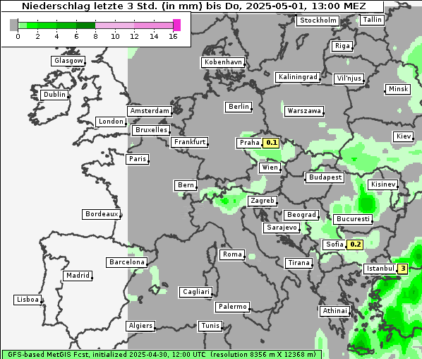 Niederschlag, 1. 5. 2025