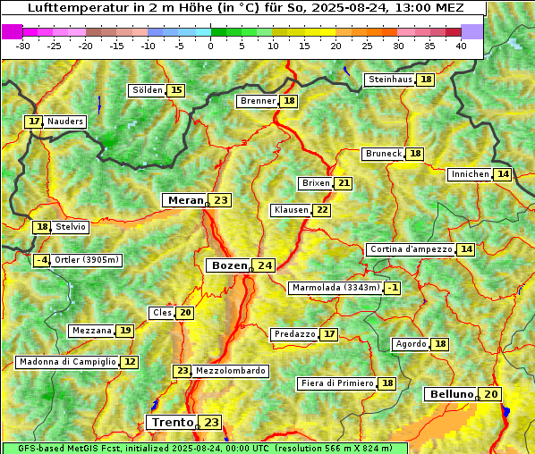 Temperatur, 24. 8. 2025