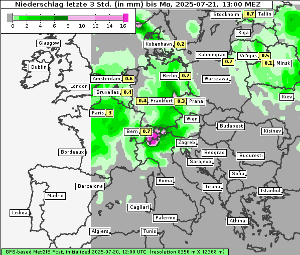 Niederschlag, 21. 7. 2025