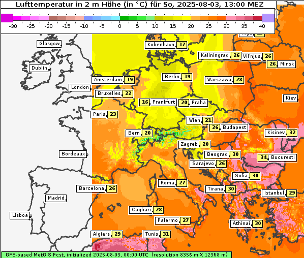 Temperatur, 3. 8. 2025