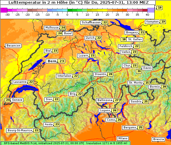 Temperatur, 31. 7. 2025