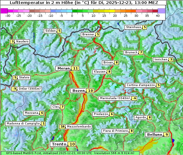 Temperatur, 23. 12. 2025