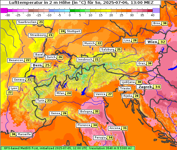 Temperatur, 6. 7. 2025