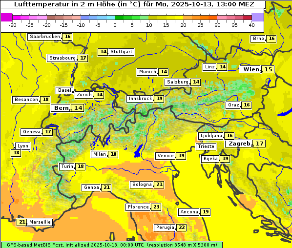 Temperatur, 13. 10. 2025