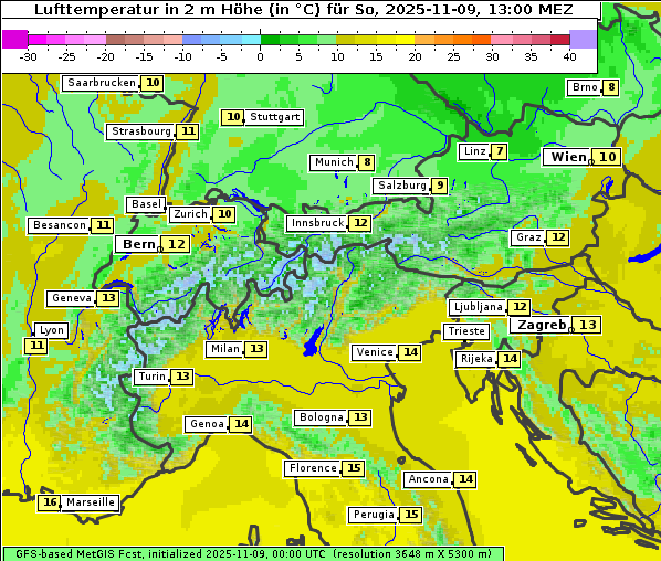 Temperatur, 9. 11. 2025