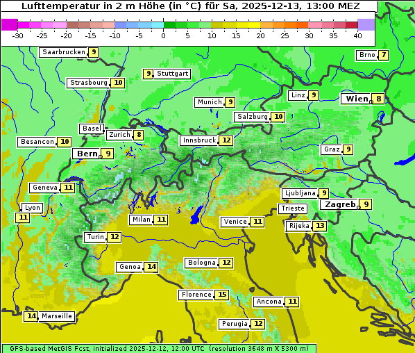 Temperatur, 13. 12. 2025