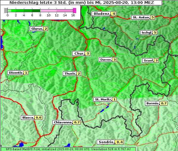 Niederschlag, 20. 8. 2025