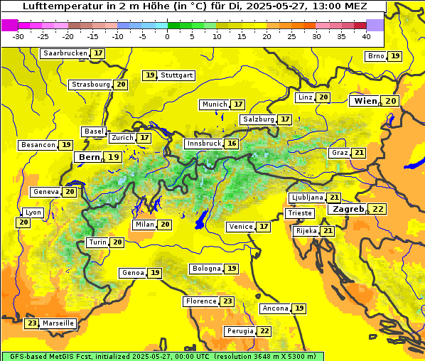 Temperatur, 27. 5. 2025