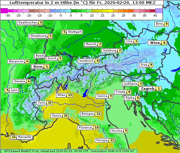 Temperatur, 20. 2. 2026