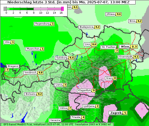 Niederschlag, 7. 7. 2025