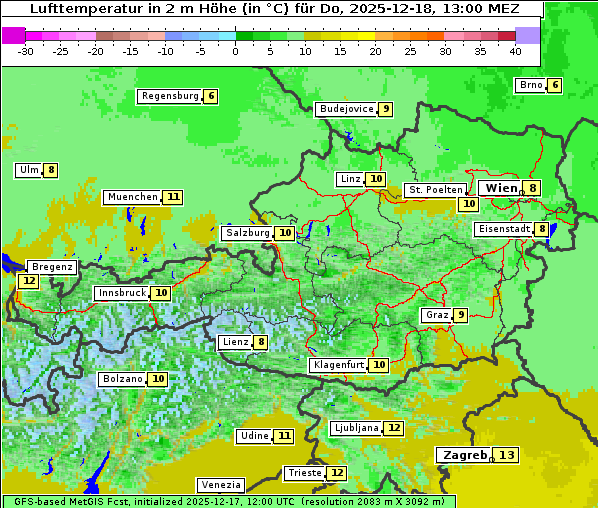Temperatur, 18. 12. 2025