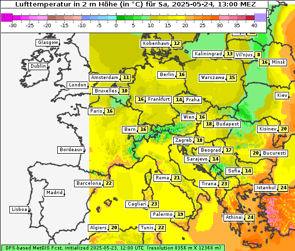 Temperatur, 24. 5. 2025