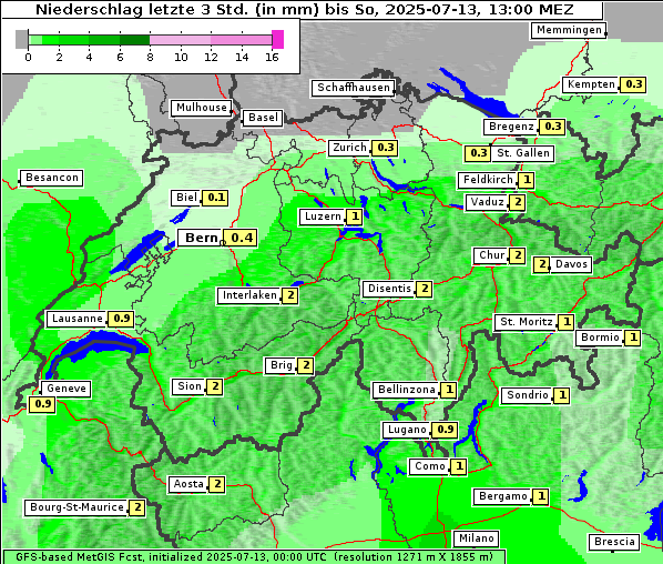Niederschlag, 13. 7. 2025