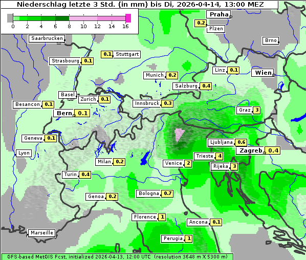 Niederschlag, 14. 4. 2026
