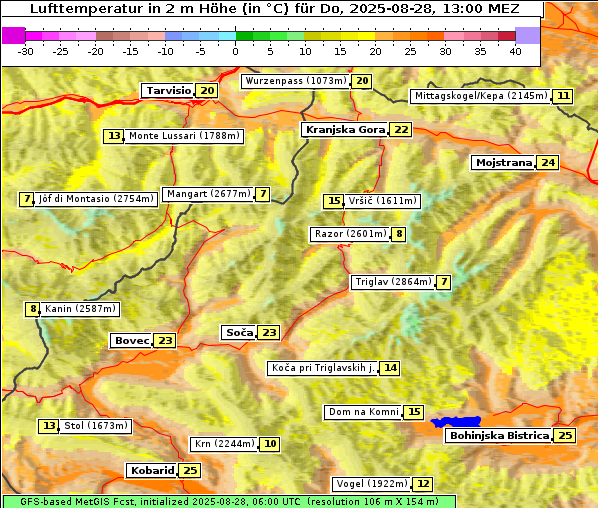 Temperatur, 28. 8. 2025