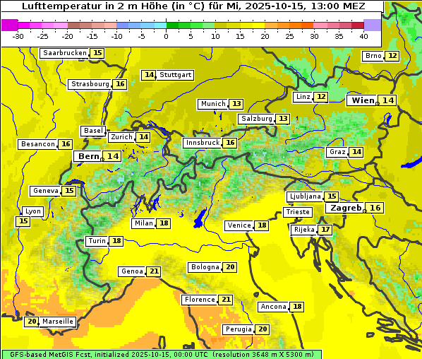 Temperatur, 15. 10. 2025