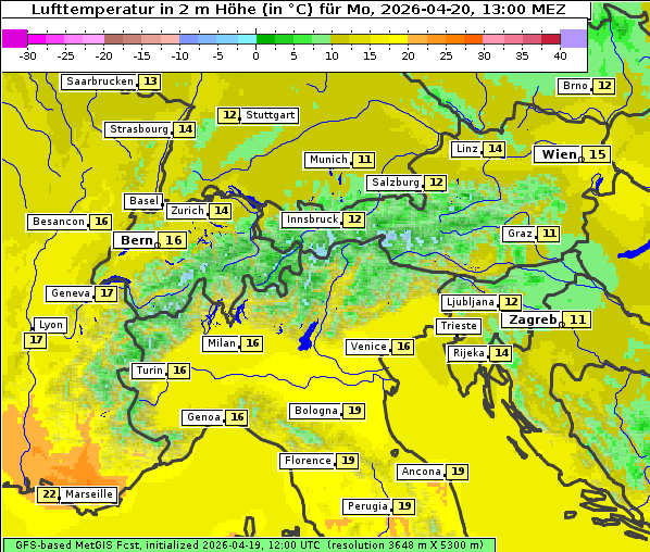 Temperatur, 20. 4. 2026